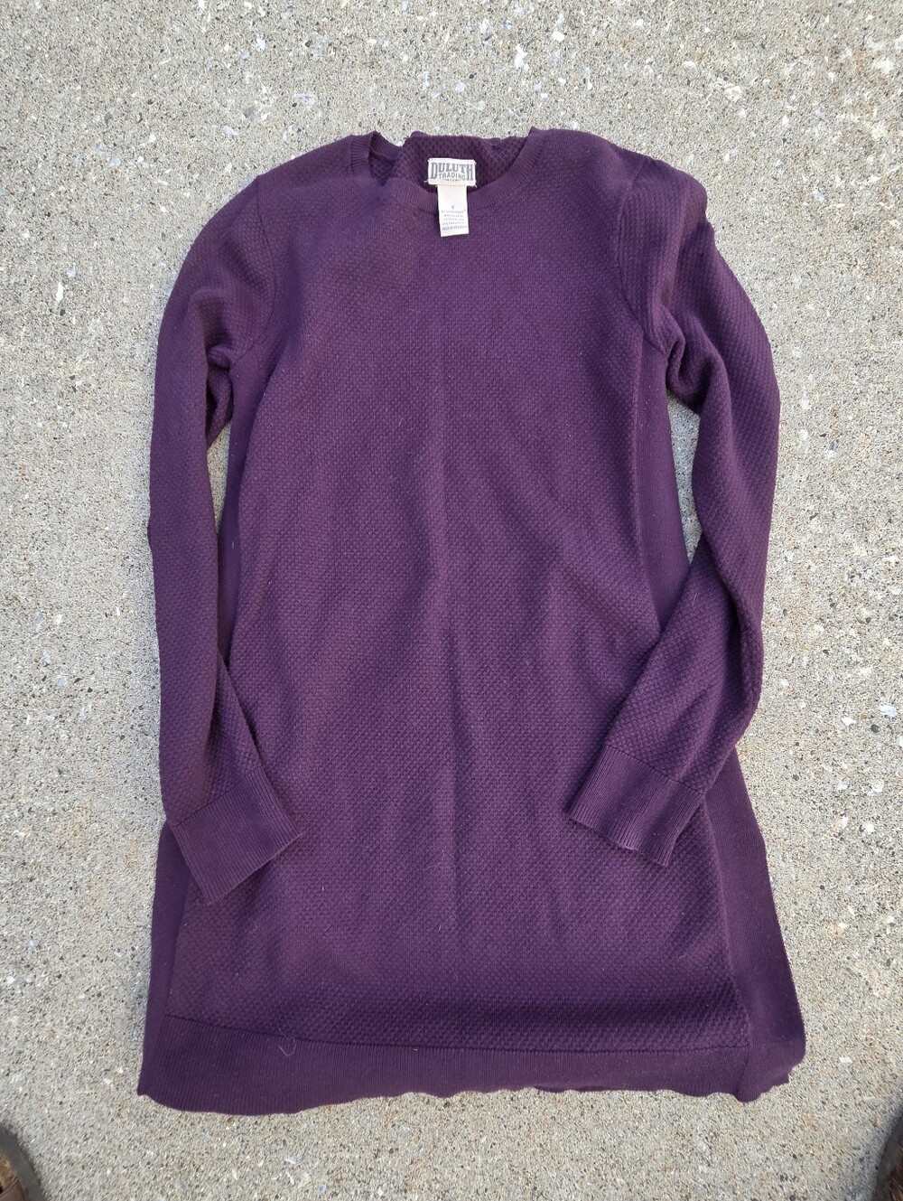 Duluth Trading Co S'no Sweat CoolMax Knit Tunic Sweater Dress Purple Size S